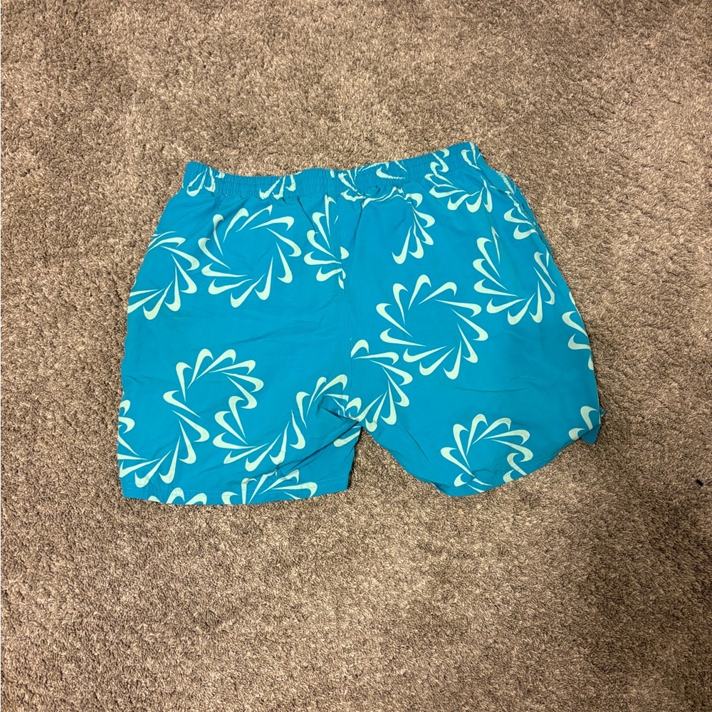 Nike Turquoise and White Swim Shorts